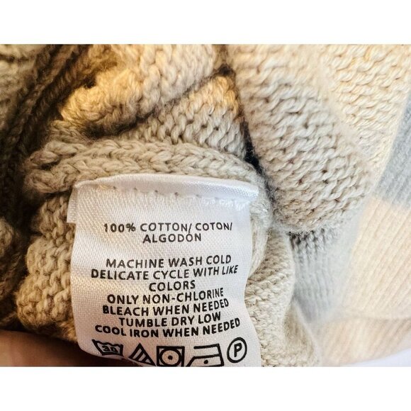 LOFT Striped Rib Trim Mock Neck Sweater Sz XL Preppy Academia Tan Red Cotton NWT - Picture 7 of 8